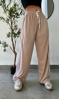 Pantalon caqui pierna ancha con tiras laterales estilo sport - 5620CA