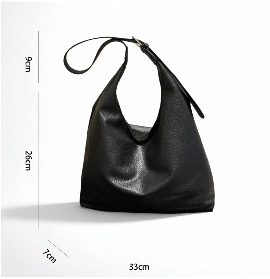 Cartera negra de cuerina agarre de correa - 5623