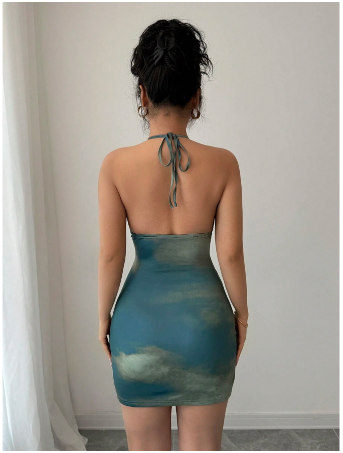 Vestido verde corto tye dye - 5705