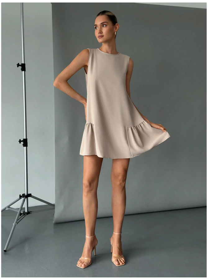 Vestido caqui bohemio sin mangas - 5720