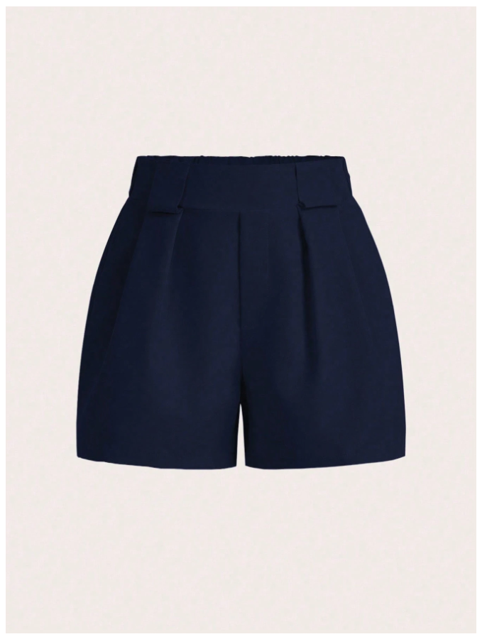 Short azul marino con pliegues - 5741