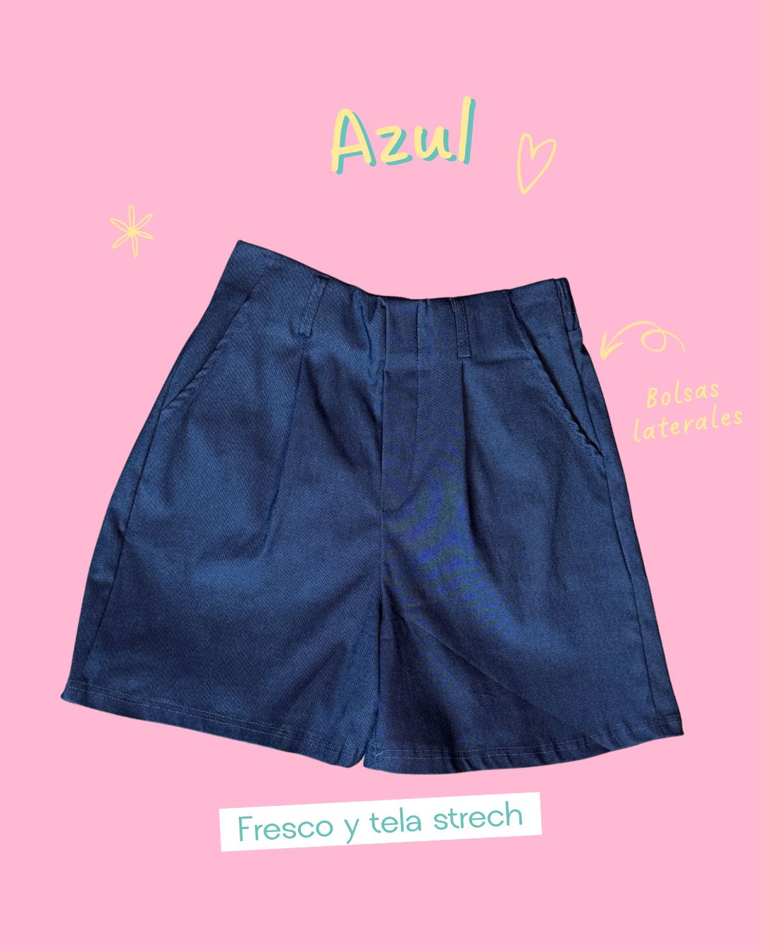 Short azul marino de vestir pinzas frontales - 5742AM