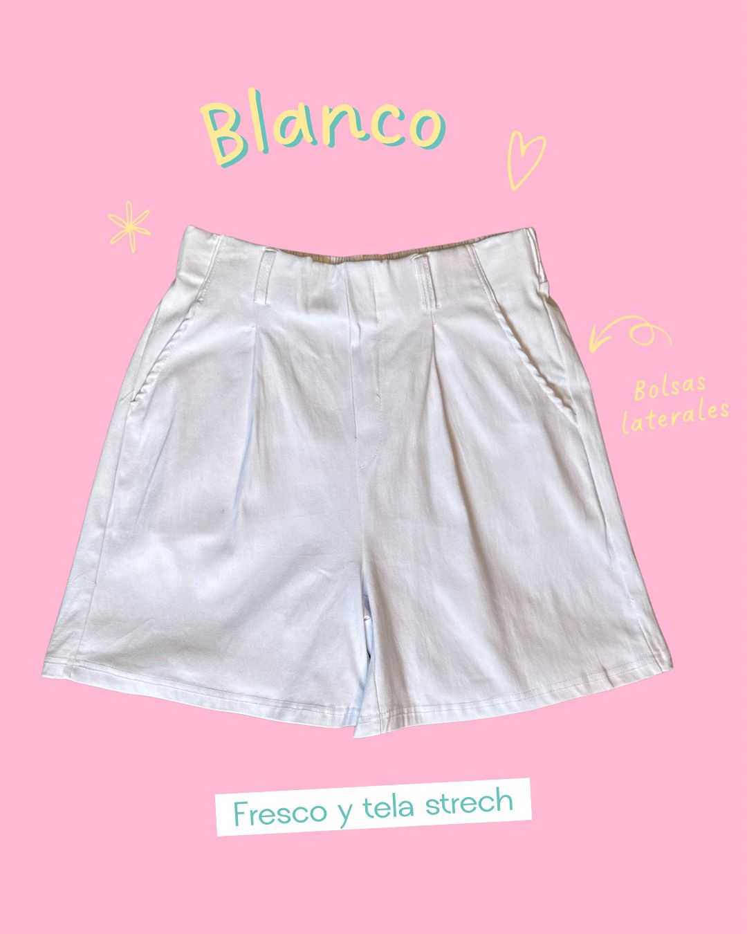Short blanco de vestir pinzas frontales - 5742BL