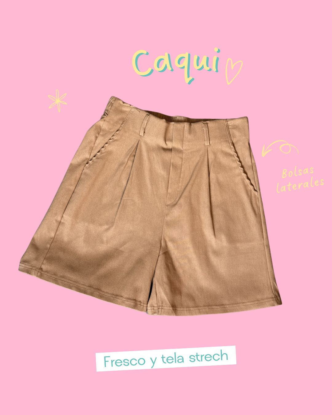 Short caqui de vestir pinzas frontales - 5742CA