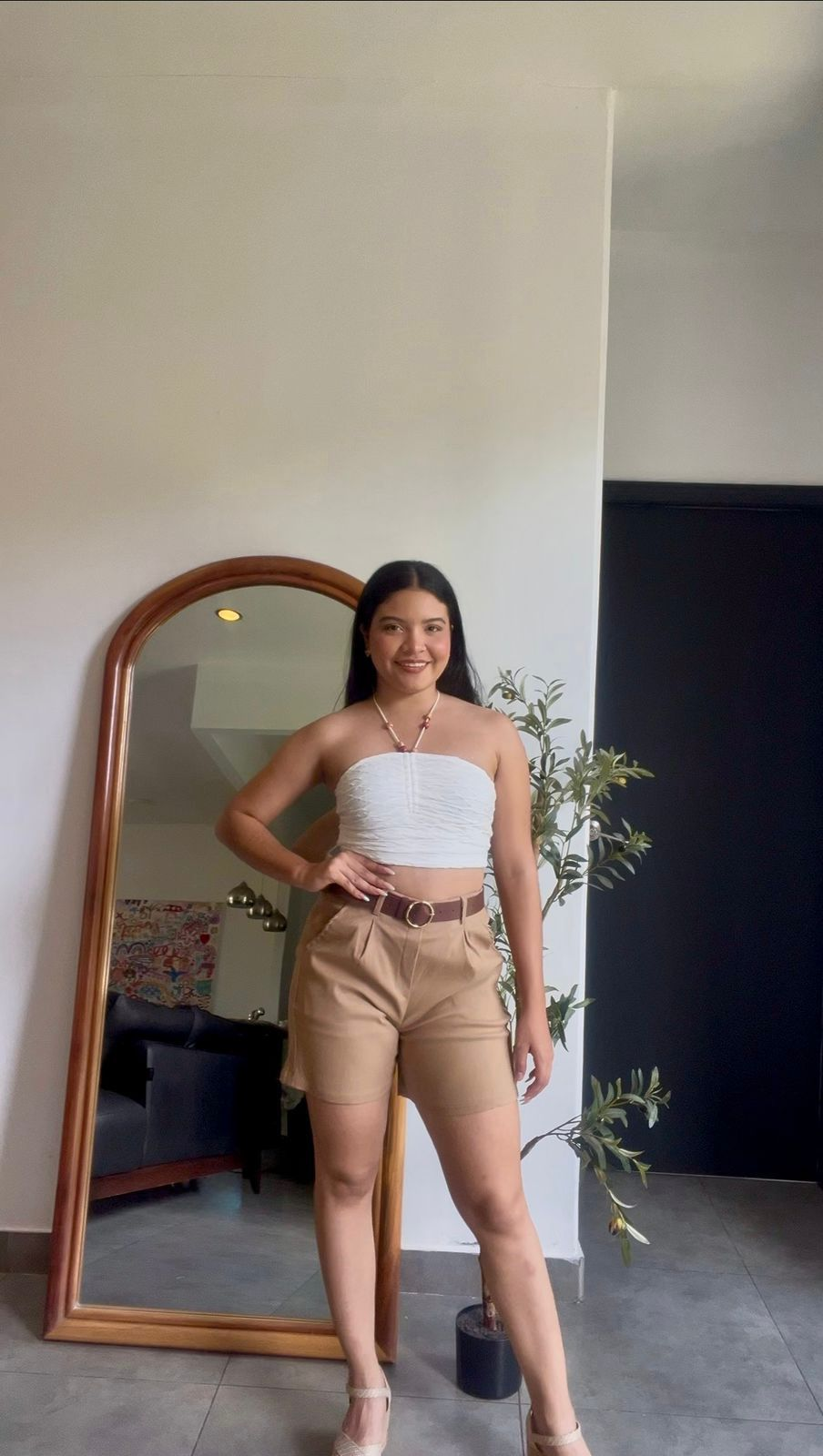 Short caqui de vestir pinzas frontales - 5742CA