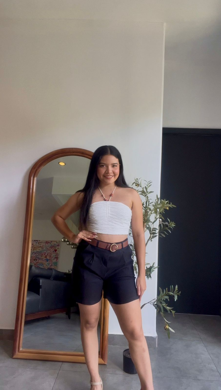 Short negro de vestir pinzas frontales - 5742NE