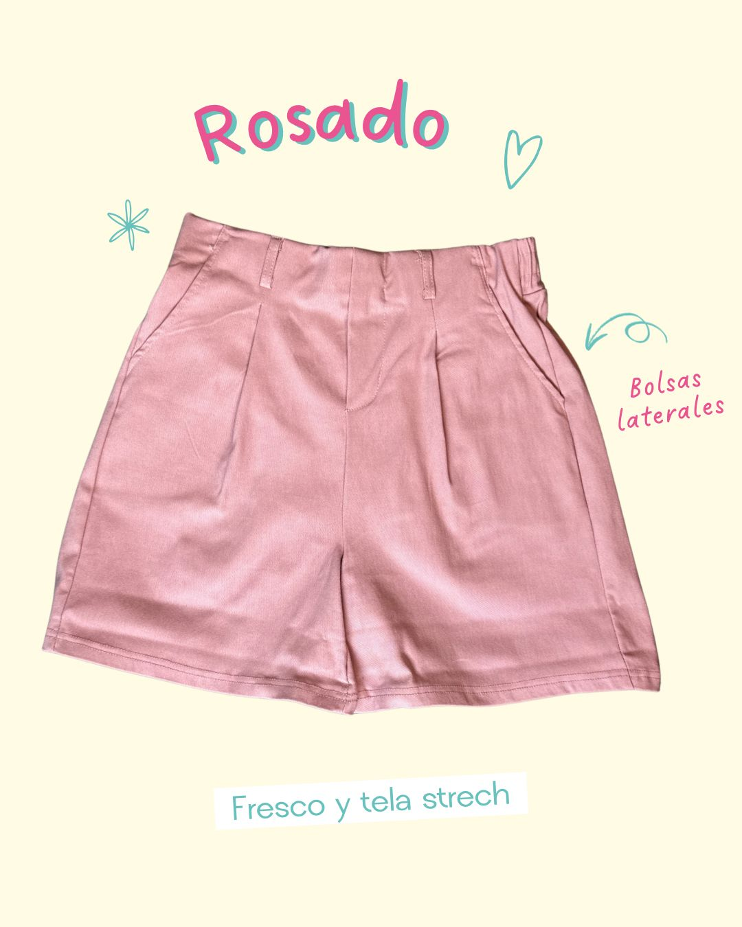 Short rosa de vestir pinzas frontales - 5742RO