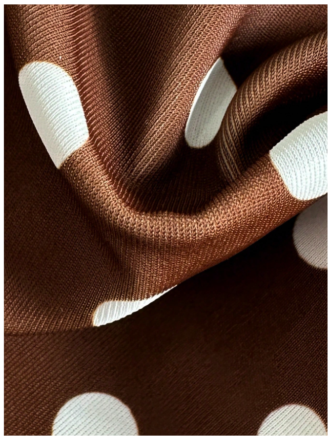 Traje de Baño Dos Piezas Marrón Estampado Lunares Blancos – Retro Chic - 5744