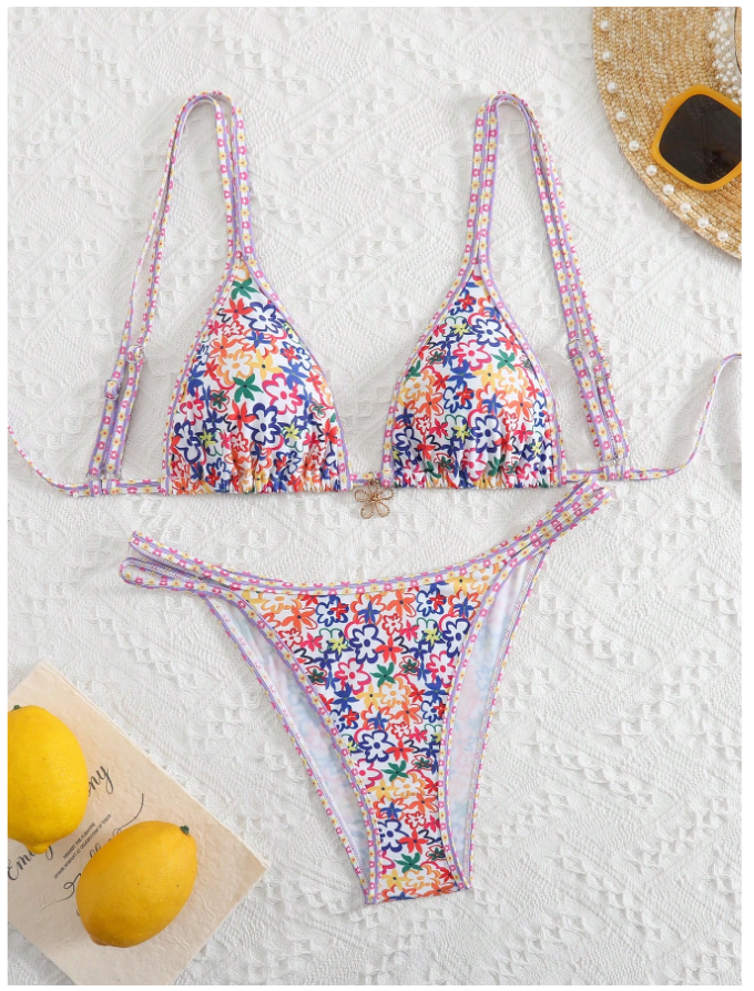 Traje de Baño Dos Piezas Estampado & Tirantes Floral – Romance Playero - 5745