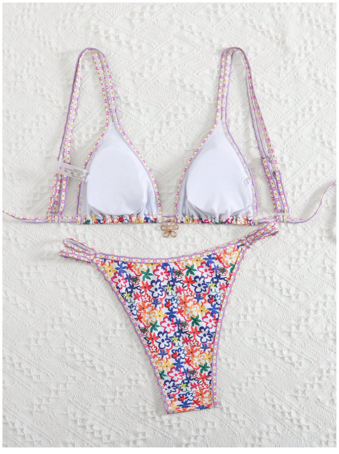 Traje de Baño Dos Piezas Estampado & Tirantes Floral – Romance Playero - 5745