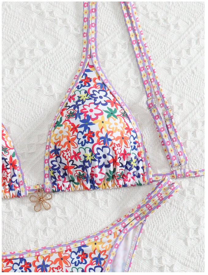 Traje de Baño Dos Piezas Estampado & Tirantes Floral – Romance Playero - 5745
