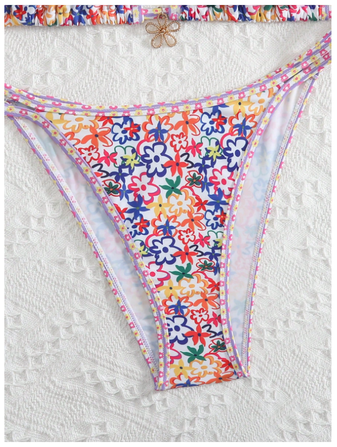 Traje de Baño Dos Piezas Estampado & Tirantes Floral – Romance Playero - 5745
