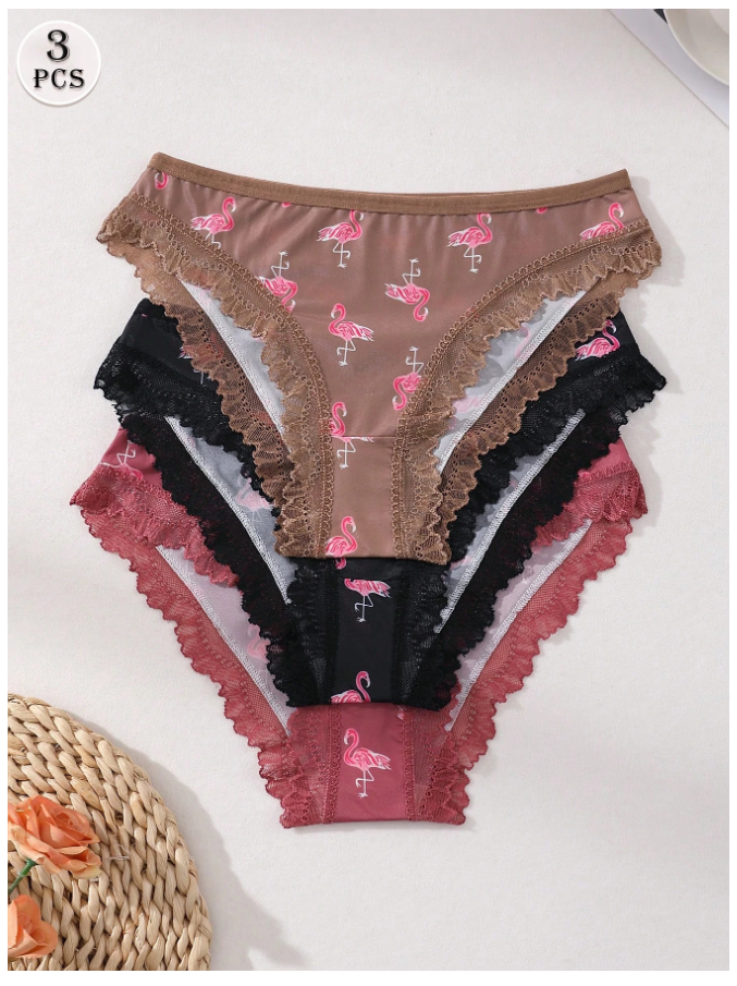 3 Pack Panty Estampado Flamingos – Divertido y Tropical - 5752