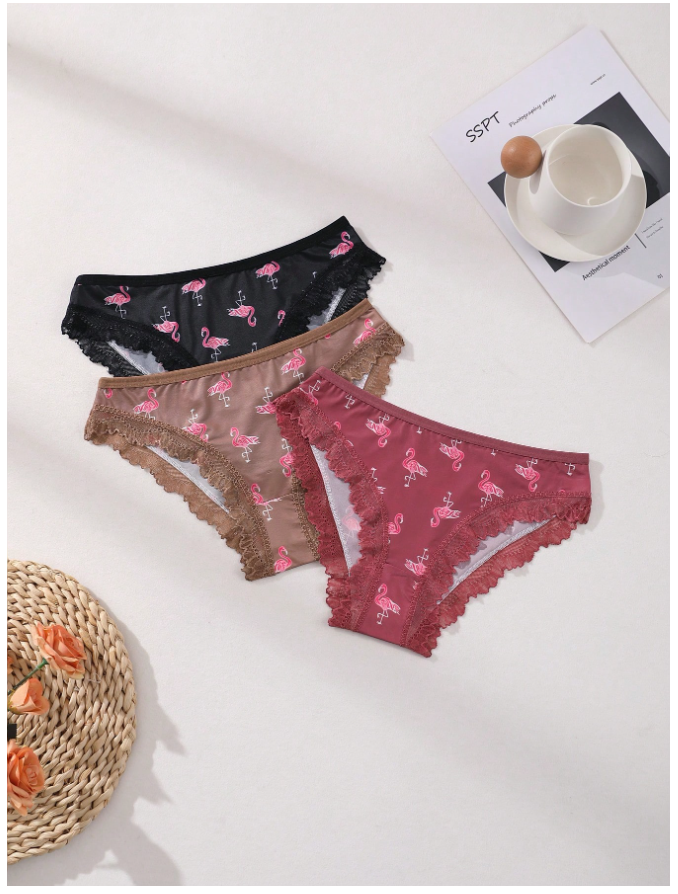 3 Pack Panty Estampado Flamingos – Divertido y Tropical - 5752
