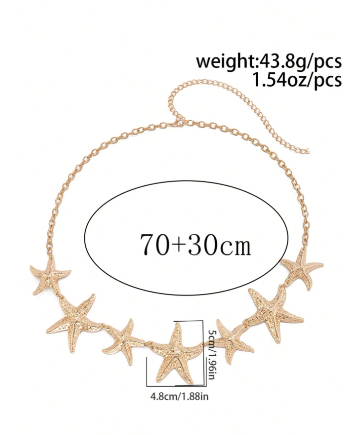 Cinturón Tipo Cadena de Estrellas de Mar – Detalle Marino - 5753