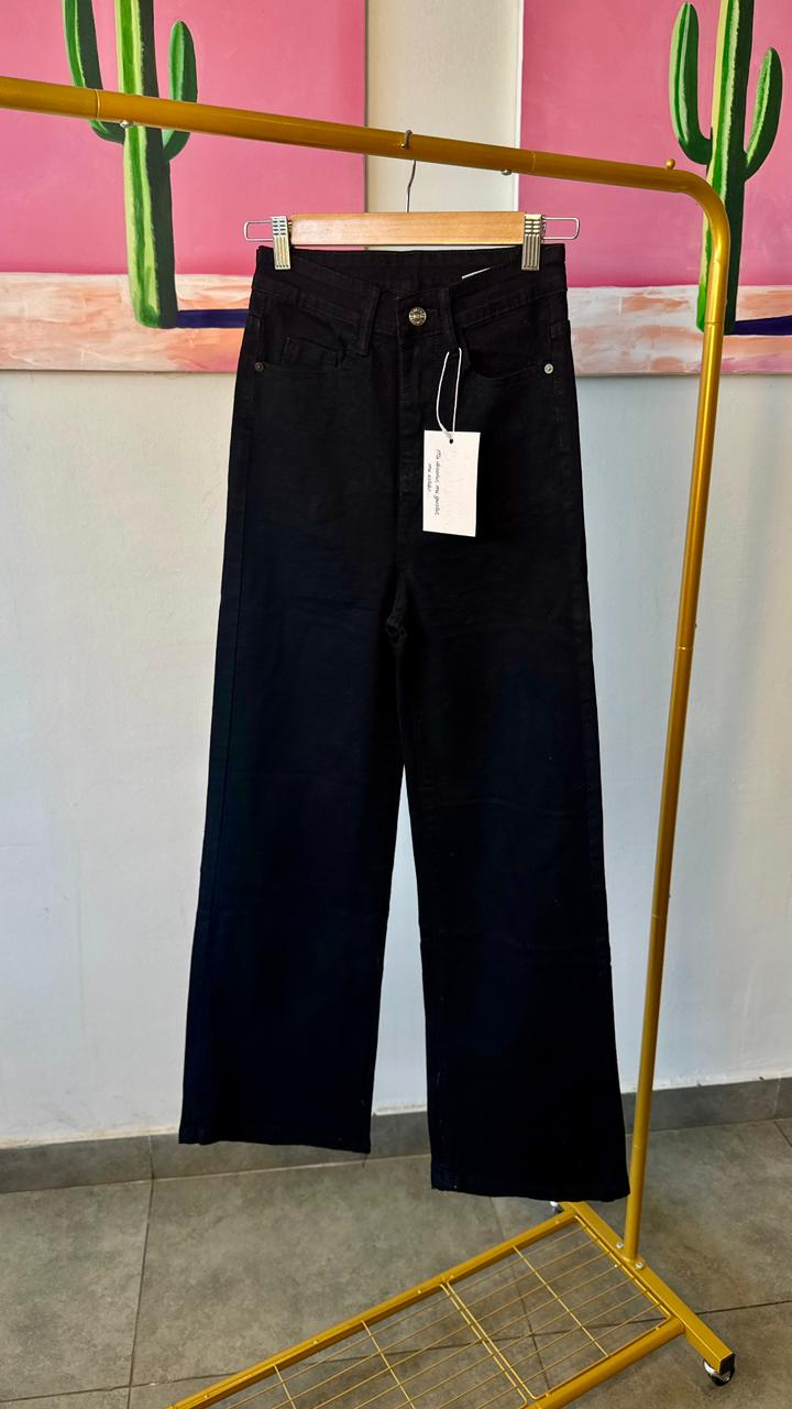 Pantalon pierna ancha negro con faja Surprise jeans - 5762