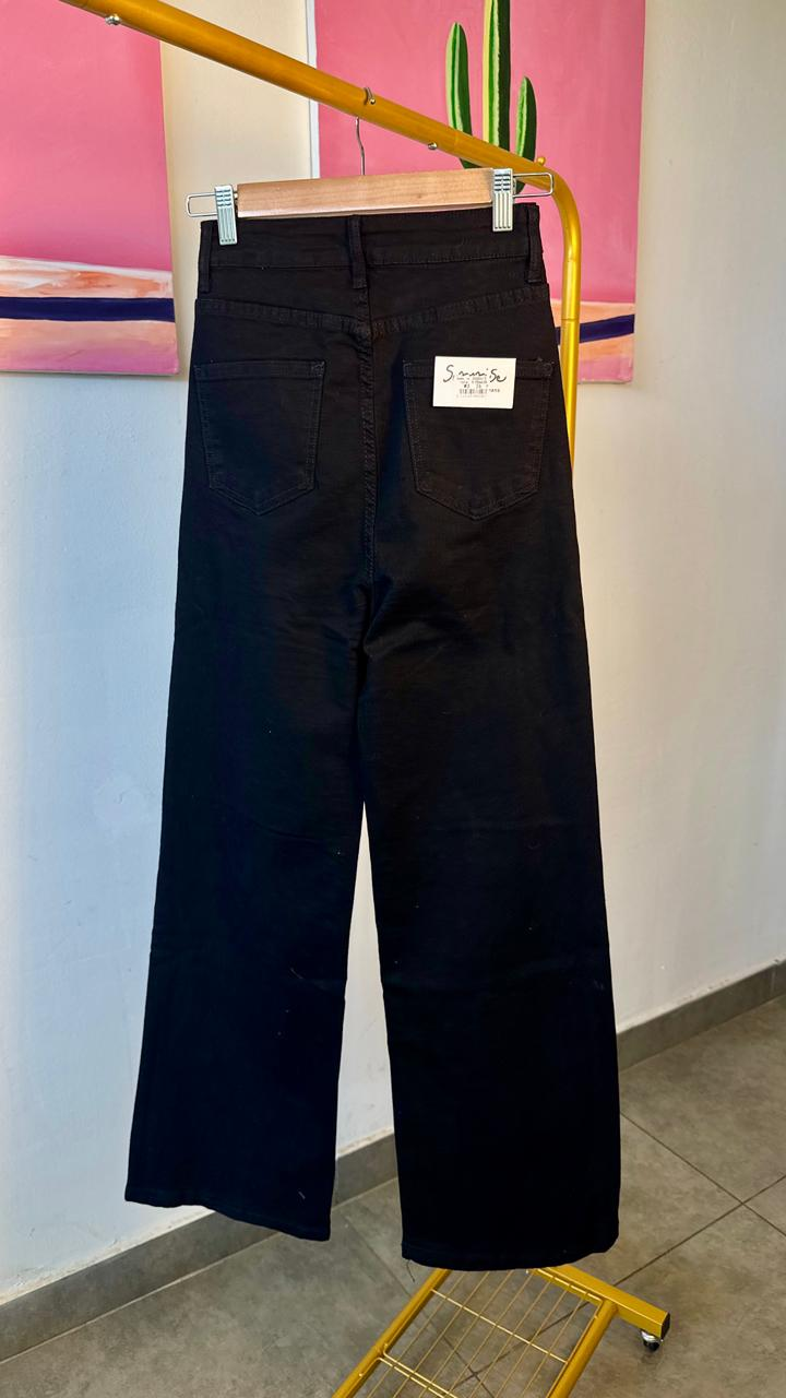 Pantalon pierna ancha negro con faja Surprise jeans - 5762