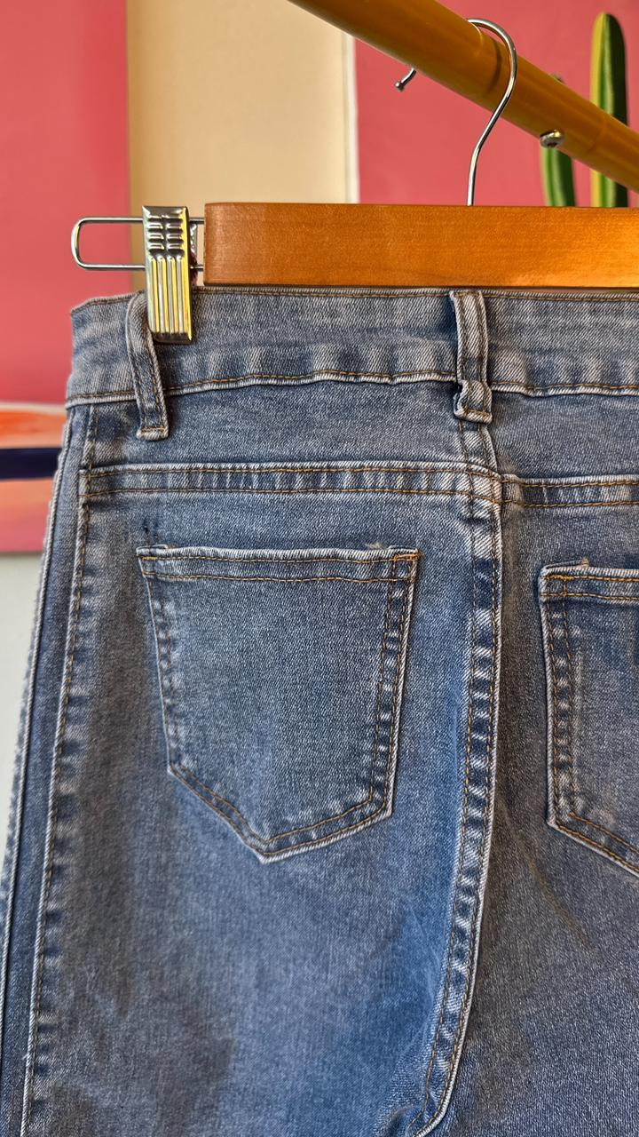Pantalon pierna ancha azul con detalles laterales Surprise jeans - 5763