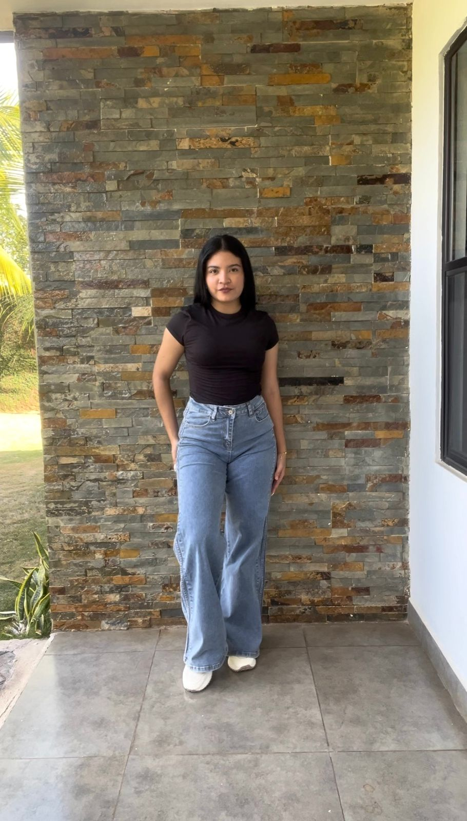 Pantalon pierna ancha azul con detalles laterales Surprise jeans - 5763