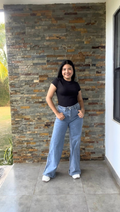 Pantalon pierna ancha azul con detalles laterales Surprise jeans - 5763