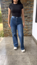 Pantalon pierna ancha azul con brillitos parte inferior Surprise jeans - 5764
