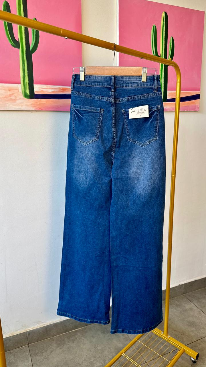 Pantalon pierna ancha azul con brillitos parte inferior Surprise jeans - 5764