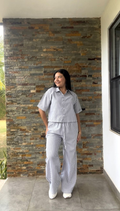 Set negro rayado top & pantalon - 5767NE
