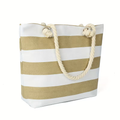 Bolso playero a rayas caqui & blanco - 5770