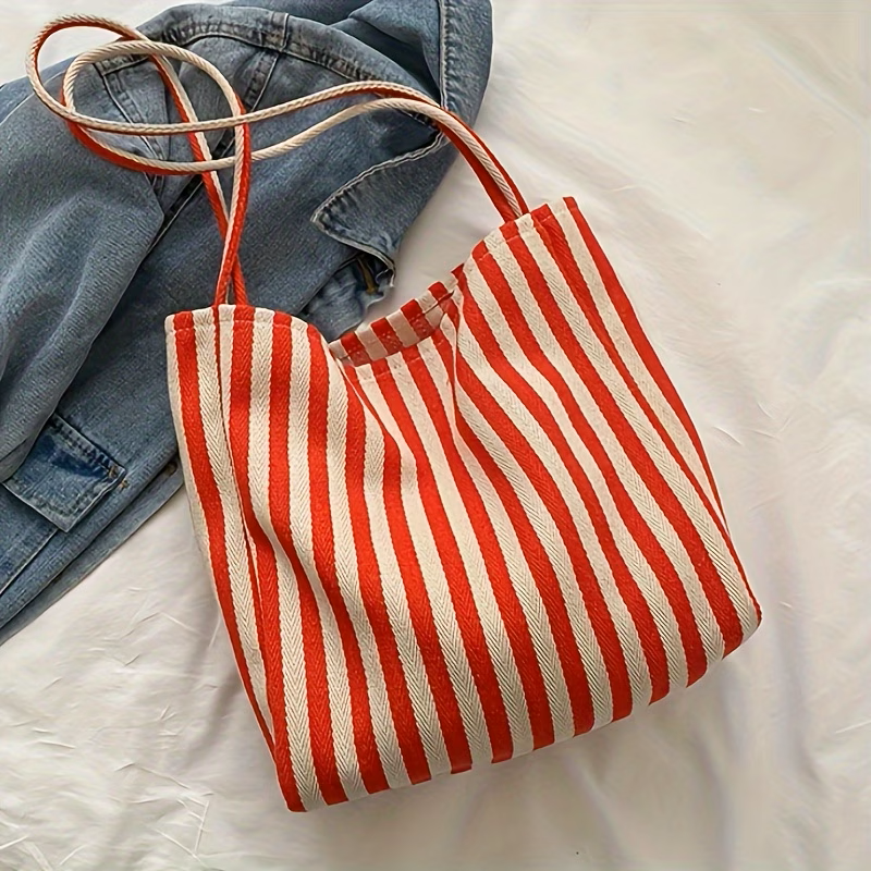 Bolso playero a rayas rojo & blanco - 5771