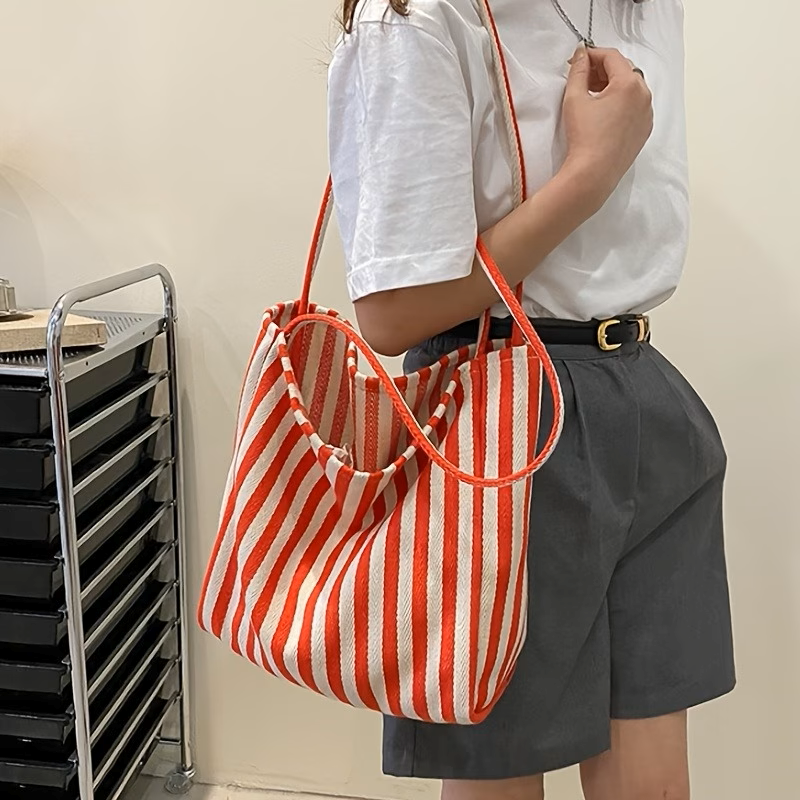 Bolso playero a rayas rojo & blanco - 5771