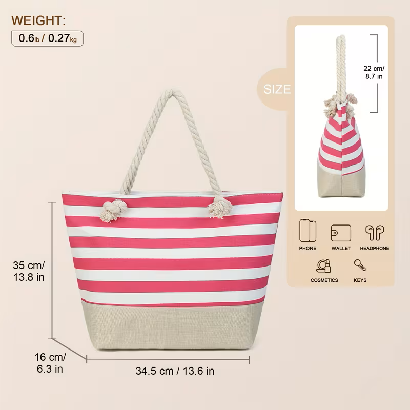 Bolso playero a rayas blanco & negro - 5772