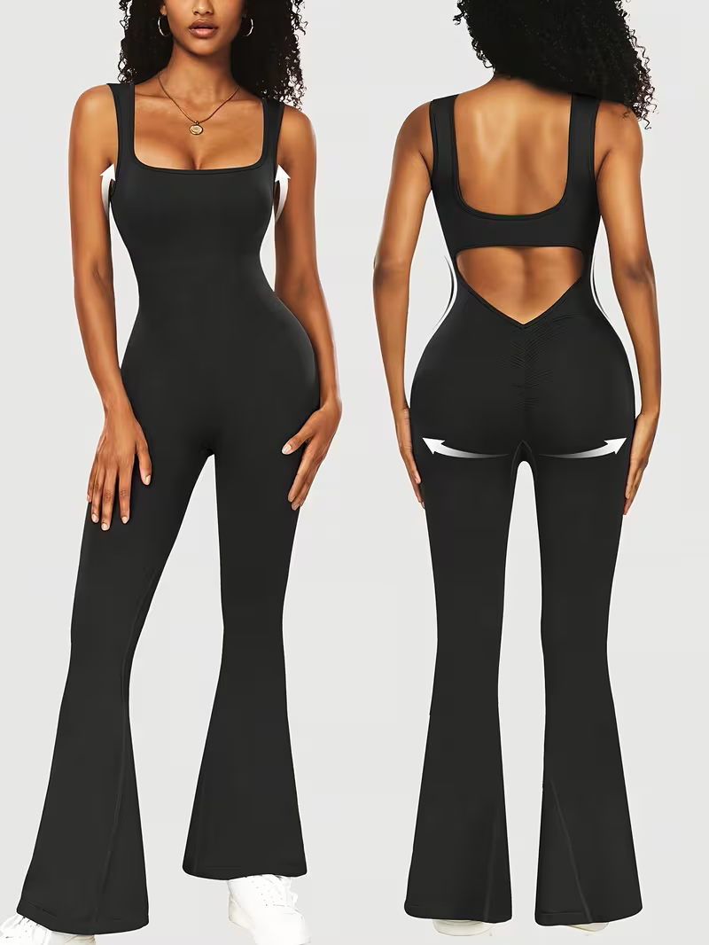 Enterizo negro abertura en centro - 5774