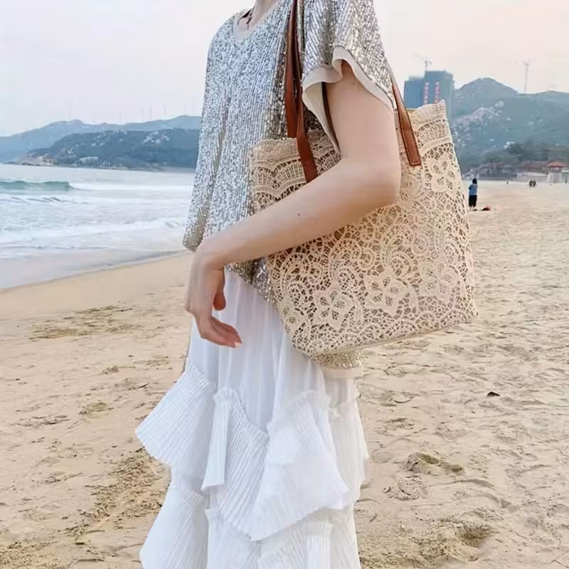 Bolso de encaje agarre marrón - 5776