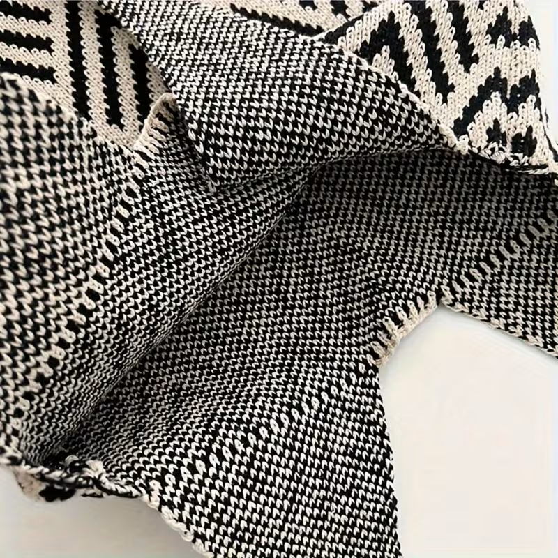 Bolso estilo tejido blanco & negro geométrico - 5777