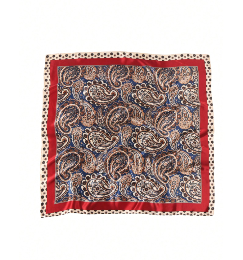 Pañuelo borde burdeos estampado cachemira - 5780
