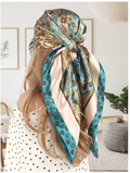 Pañuelo borde celeste estampado cachemira - 5781