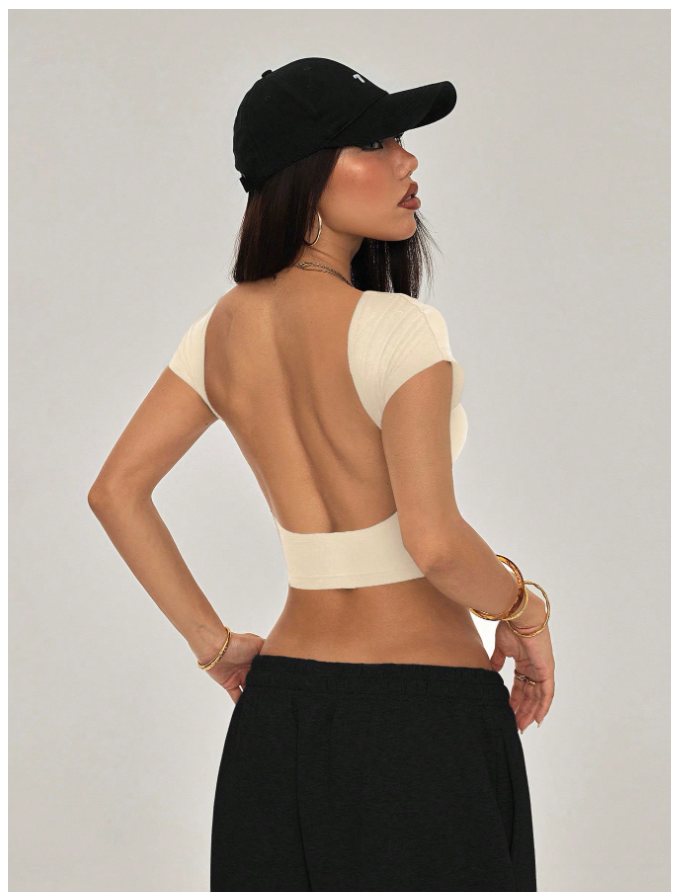 Crop top albaricoque espalda descubierta - 5782