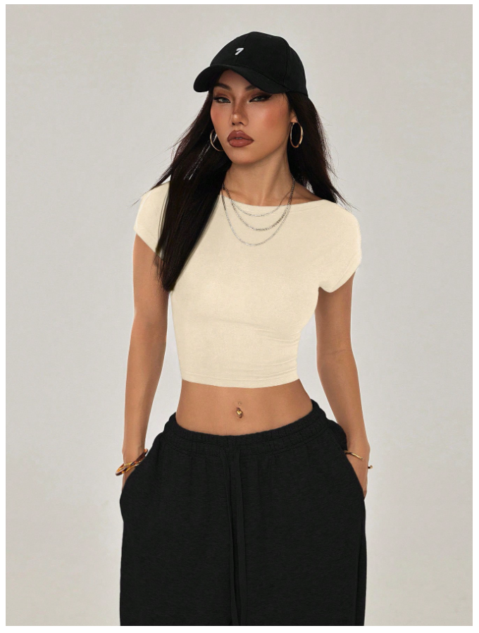 Crop top albaricoque espalda descubierta - 5782