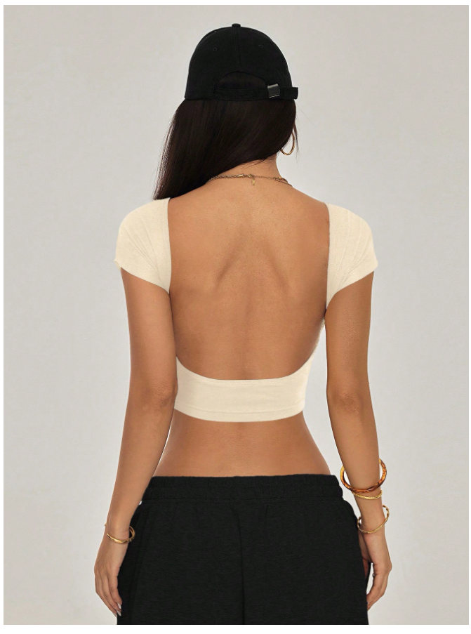 Crop top albaricoque espalda descubierta - 5782