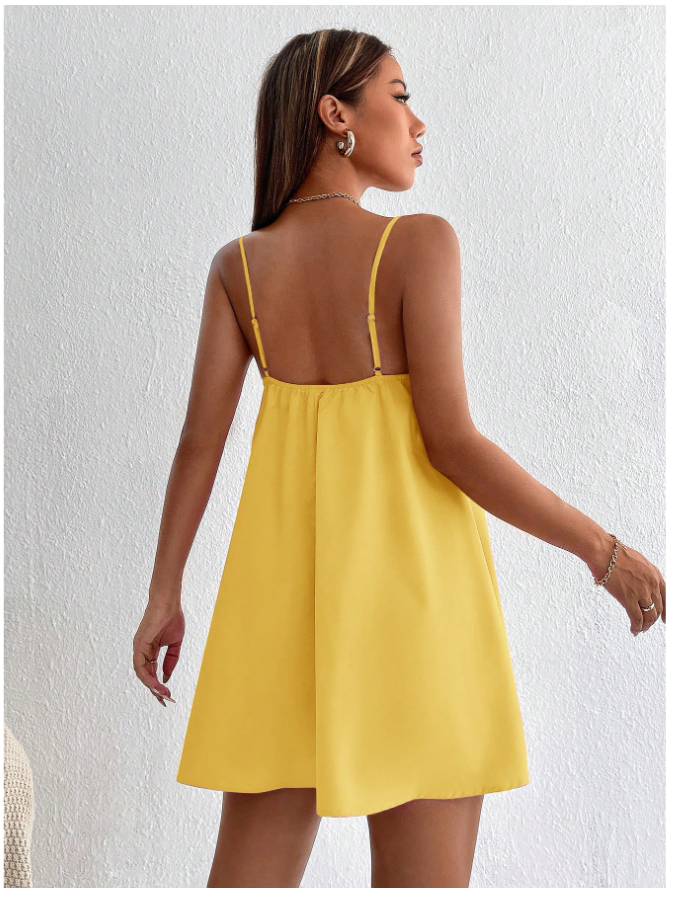 Vestido amarillo corto de tirantes - 5785