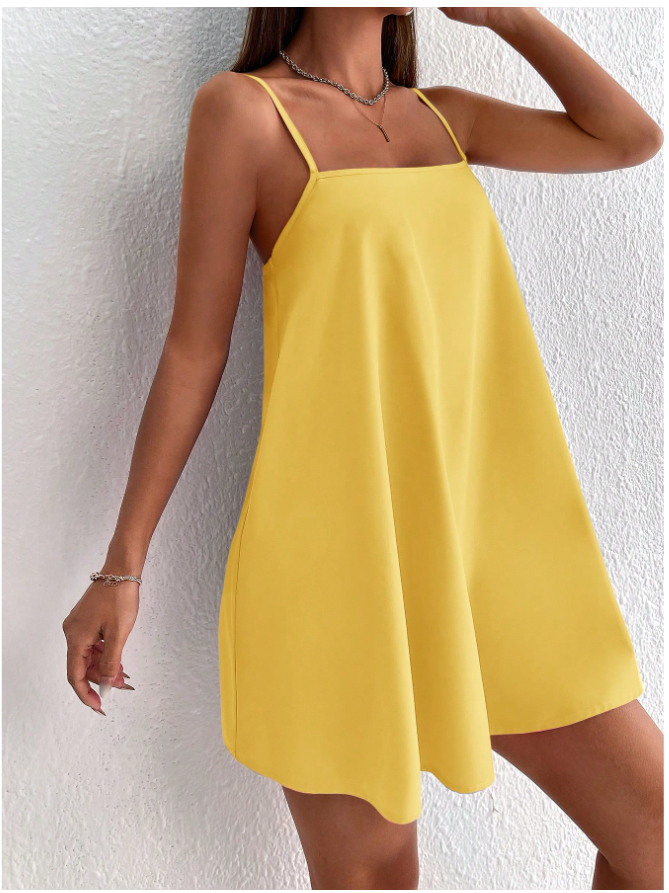 Vestido amarillo corto de tirantes - 5785