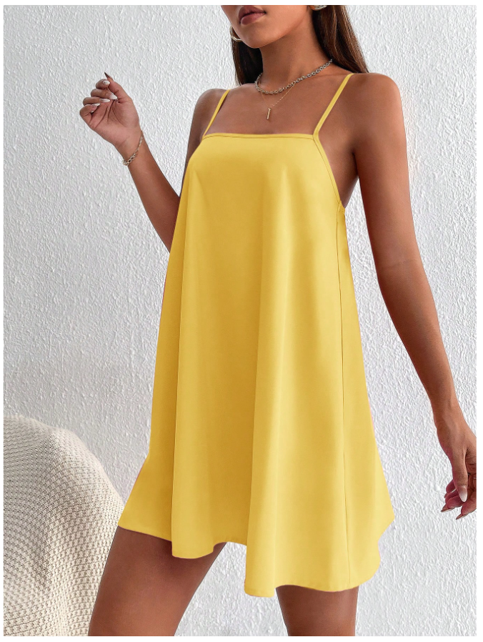 Vestido amarillo corto de tirantes - 5785