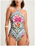 Traje de baño blanco una pieza estampado flores - 5787