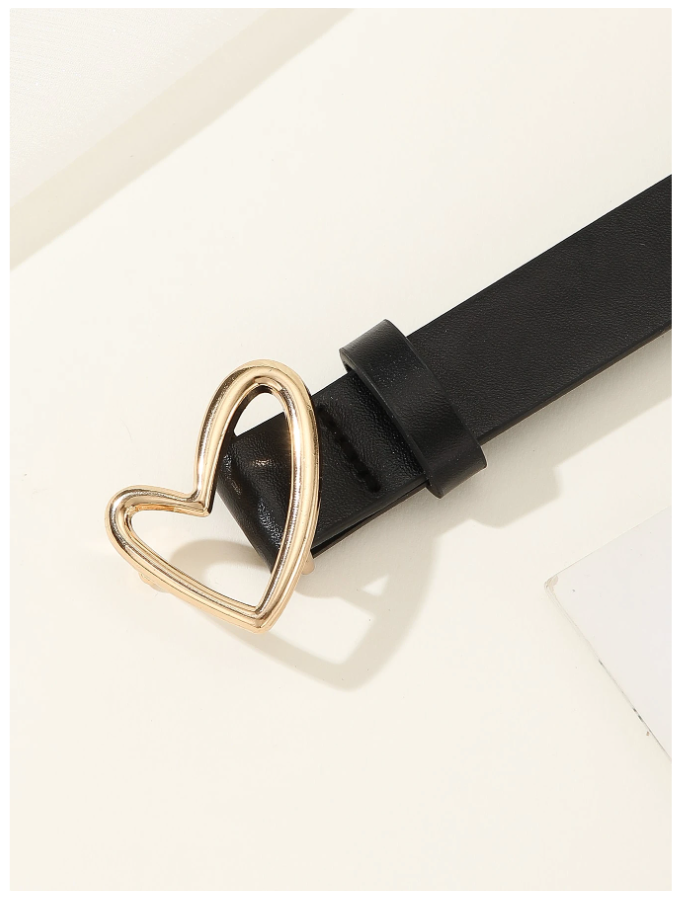 Cinturon negro hebilla corazón asimetrico - 5789