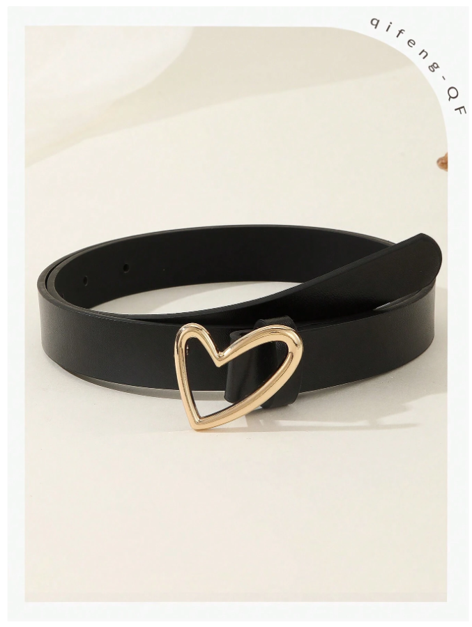 Cinturon negro hebilla corazón asimetrico - 5789