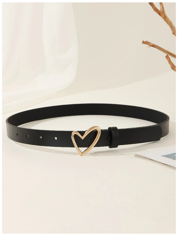 Cinturon negro hebilla corazón asimetrico - 5789