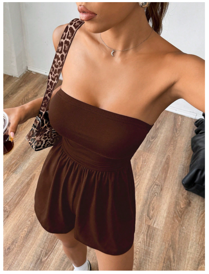 Enterizo marrón sin mangas corto - 5798