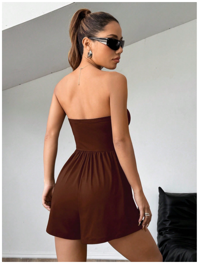 Enterizo marrón sin mangas corto - 5798