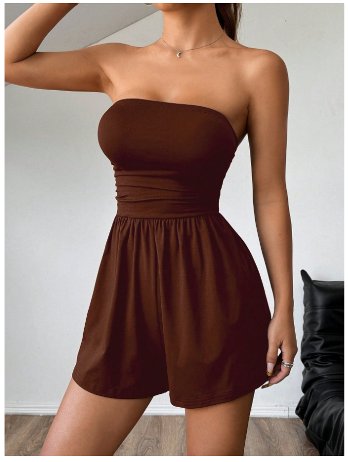 Enterizo marrón sin mangas corto - 5798