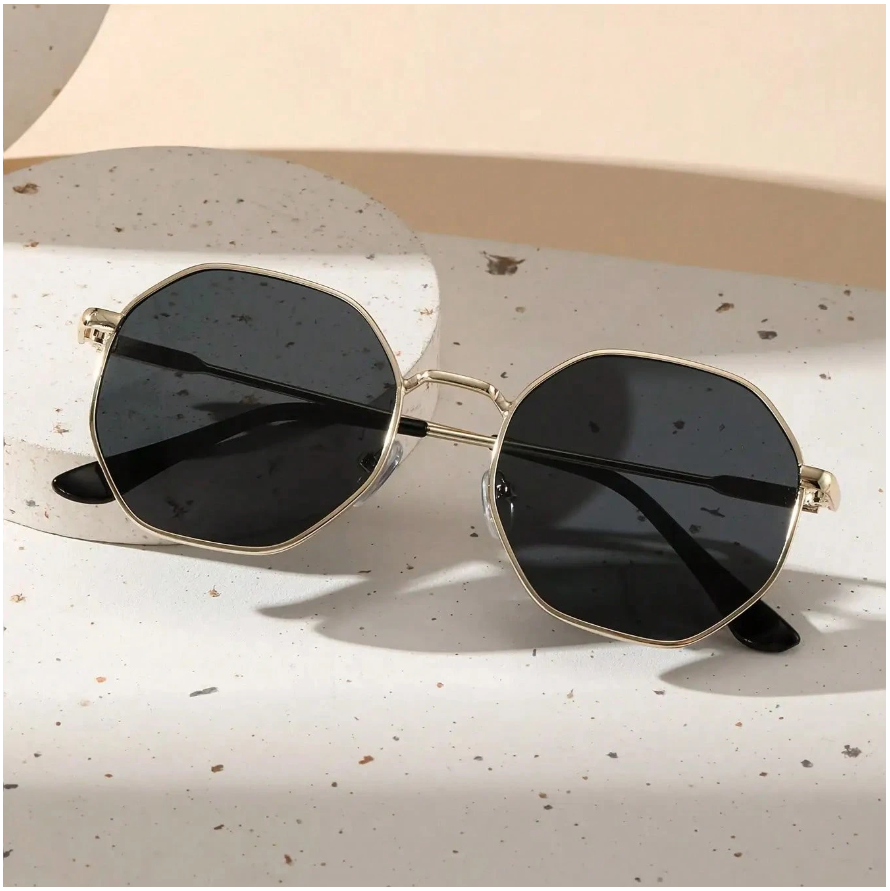 Lentes marco hexagonal dorado - 5800